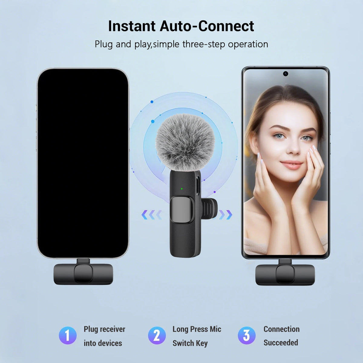 Professional Wireless Lavalier Microphone for Smartphone & computers