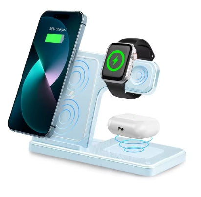 4-in-1 Wireless Charging Station – 18W Fast Charge for iPhone, Apple Watch, AirPods & Samsung