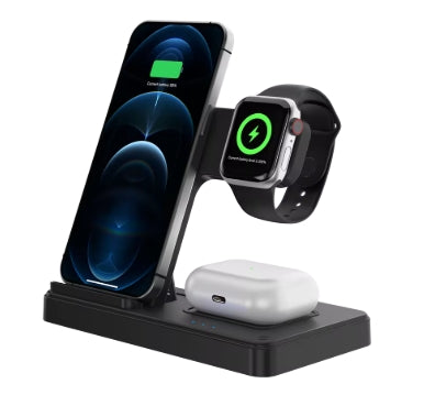 4-in-1 Wireless Charging Station – 18W Fast Charge for iPhone, Apple Watch, AirPods & Samsung