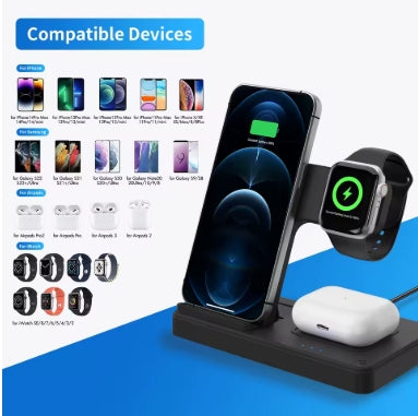 4-in-1 Wireless Charging Station – 18W Fast Charge for iPhone, Apple Watch, AirPods & Samsung