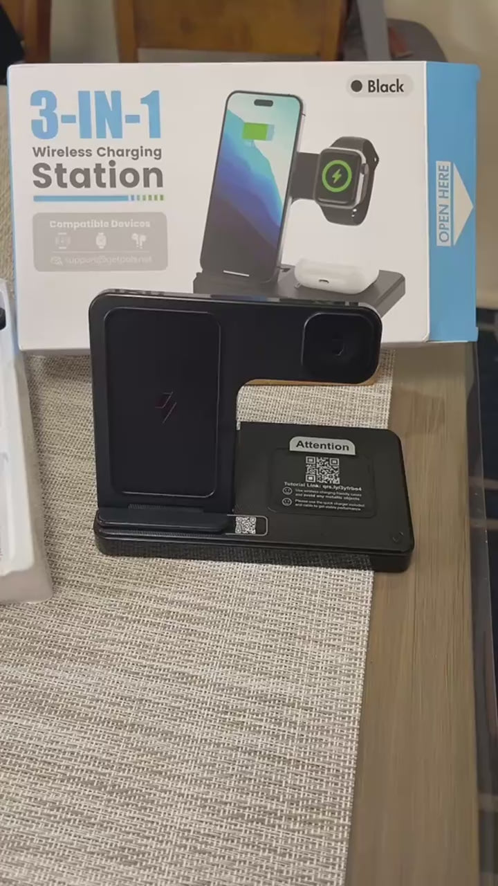4-in-1 Wireless Charging Station – 18W Fast Charge for iPhone, Apple Watch, AirPods & Samsung